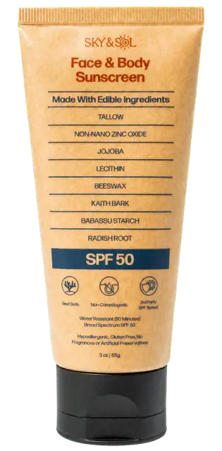 Sky and Sol Face & Body Mineral Sunscreen SPF 50, 3 oz