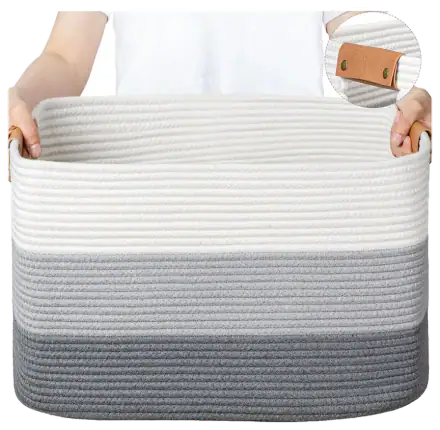 danpinera 108L Cotton Rope Storage Basket — Gradient Grey