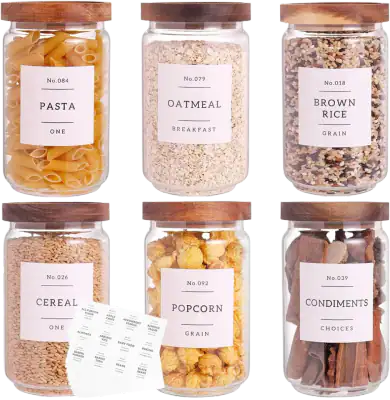 6 Set Glass Pantry Storage Jars
