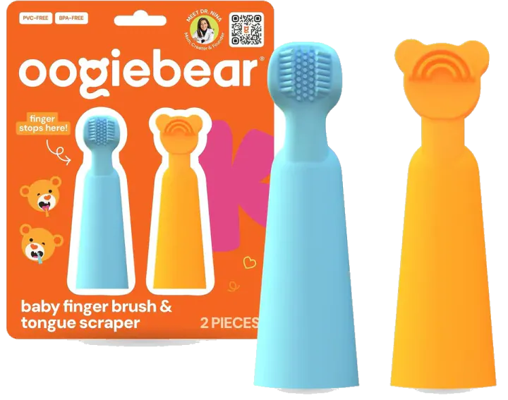 oogiebear Silicone Fingerbrush and Tongue Scraper — 2 Piece