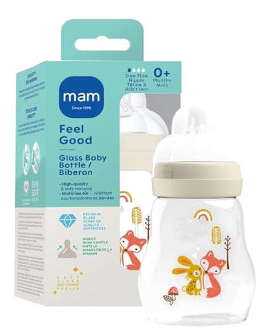 MAM Pure Glass Anti-Colic Baby Bottle, 6 oz