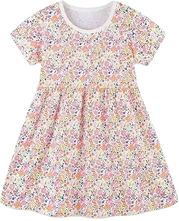 FreeLu Cotton Jersey Dress — Pink Flora, 7Y