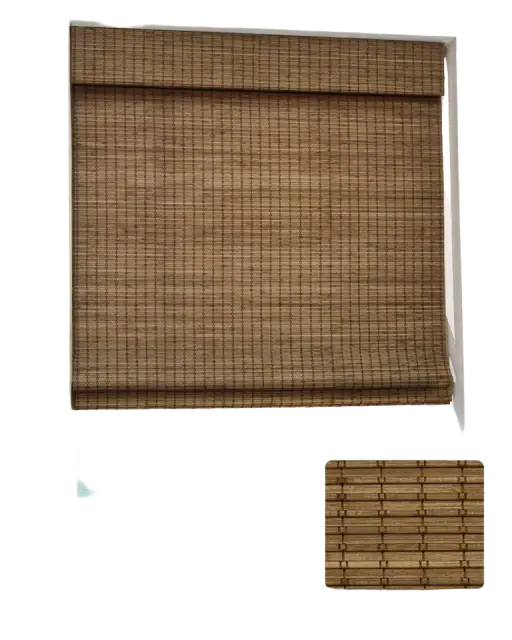 Cordless Bamboo Roman Shades, 26.5x48 in, Highfield Tea