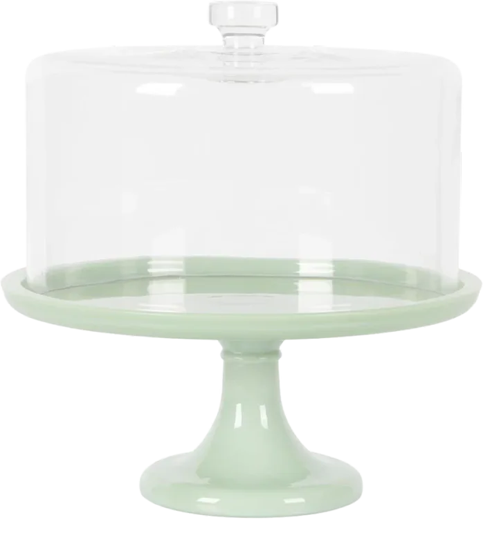 Martha Stewart Highbrook Jadeite Glass Cake Stand with Dome