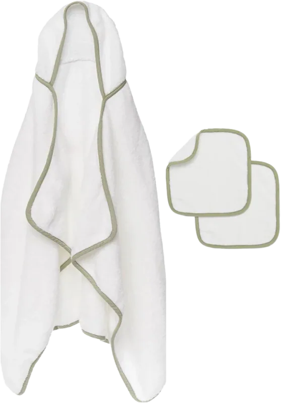 Lalo The Hooded Towel & Washcloth Set, 100% Organic Turkish Cotton