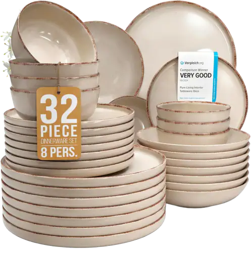 Handmade Stoneware Dinnerware Set, 32-Piece for 8