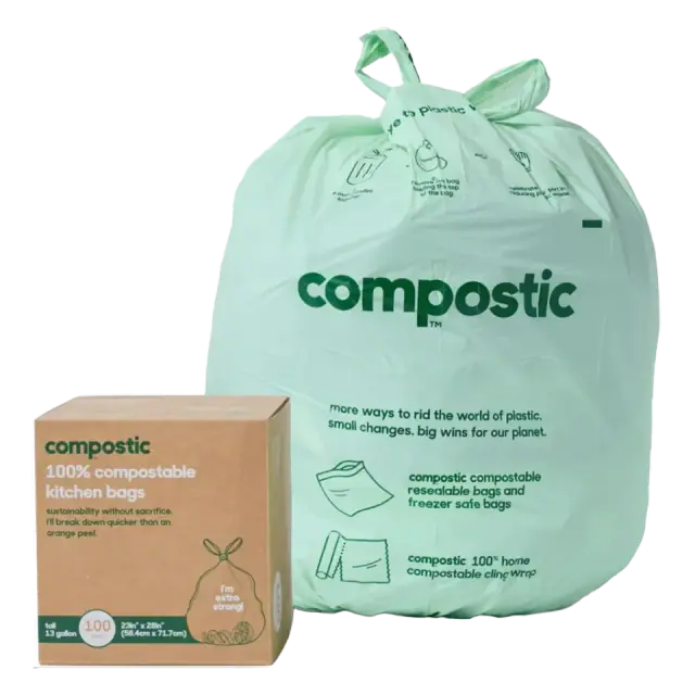 Compostic Compostable Trash Bags, 13 Gallon