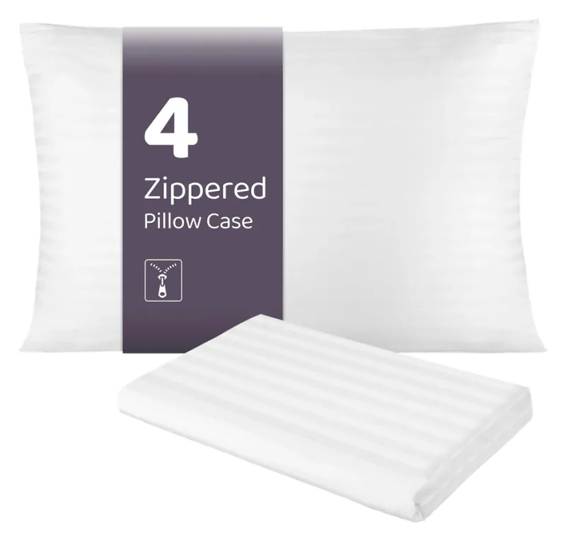 Paddow Cotton Sateen Pillow Protectors, Standard, 4-Pack