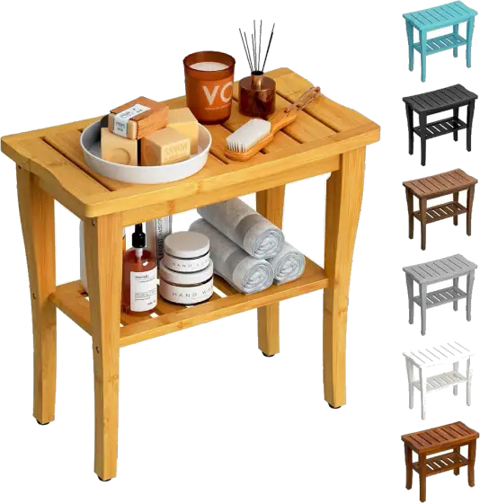 oridom Bamboo Shower Bench with Shelf