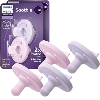 Philips Avent Soothie SCF190/70 Silicone Pacifier — Lilac and Pink, 0–3 Months