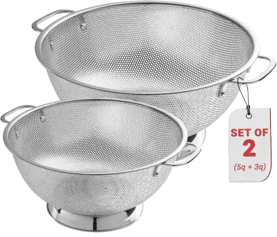 Bellemain Stainless Steel Colanders (3- and 5-Quart Set)