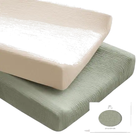 Konssy 100% Cotton Muslin Changing Pad Cover 2 Pack, 32"x16" Standard Fit