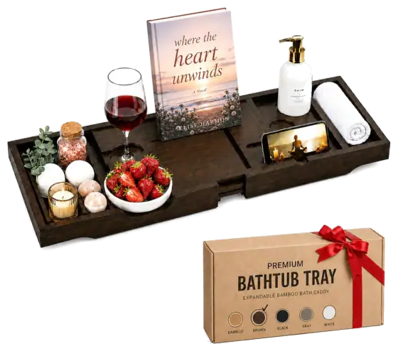Bambüsi Expandable Bamboo Bathtub Tray, Brown