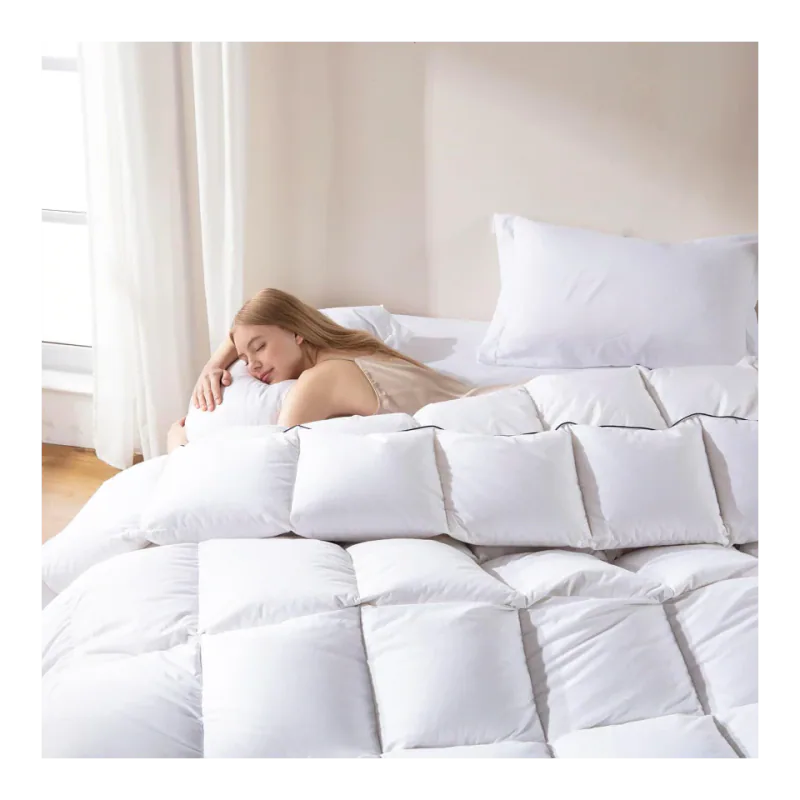DOWNCOOL Feather Comforter, 100% Cotton Cover, King