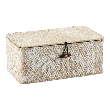 Hipiwe Extra-Small Seagrass Basket with Lid, Whitewash