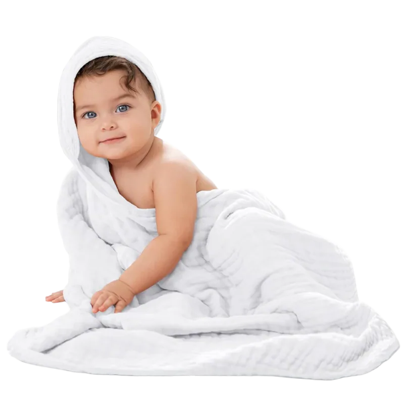 Comfy Cubs Muslin Hooded Baby Towel, 100% Cotton (2-Pack)