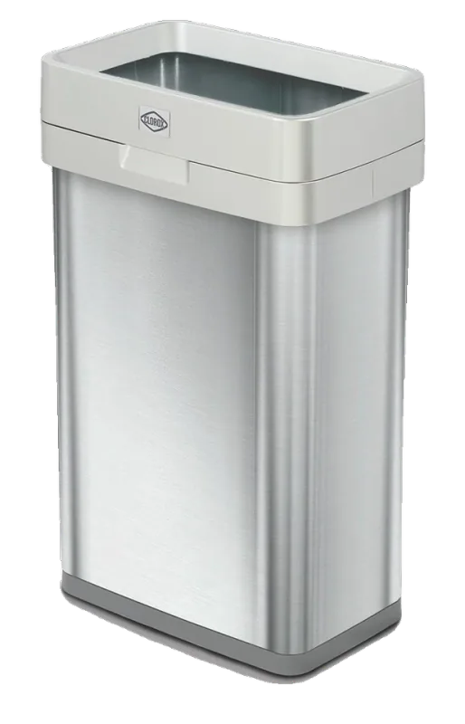 Clorox Slim Open Top Stainless Steel Trash Can, Silver, 13 Gallon / 50L
