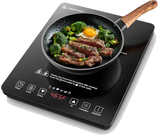 AMZCHEF Portable Induction Cooktop, 20 Temperature & Power Levels, 1800W