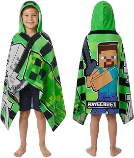 Minecraft Cotton Hooded Towel Poncho, Ages 6–14