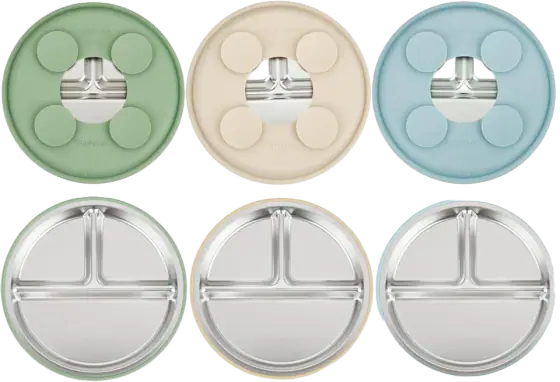 PandaEar Stainless Steel Divided Suction Baby Plates