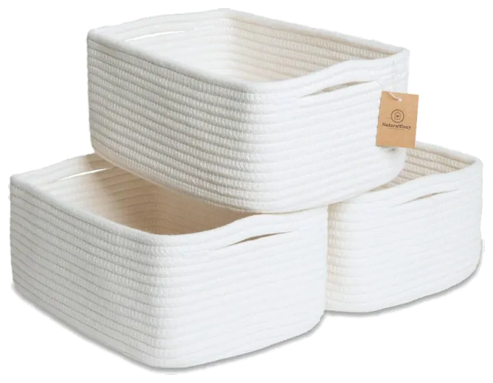 NaturalCozy Cotton-Rope Shelf Baskets — 3 Pack