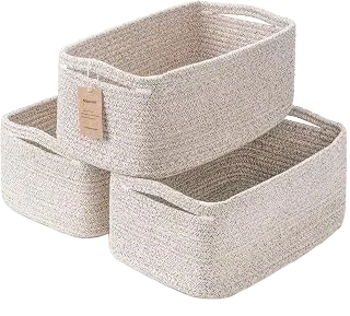 Maxuni Small Cotton Rope Baskets — Mixed Brown, Set of 3