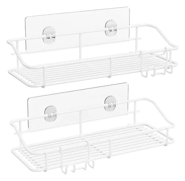 Nieifi 304 Stainless-Steel Adhesive Shower Caddies — White, 2 Pack