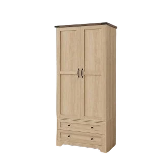 Yechen 71" Wooden Armoire Wardrobe Closet with 2 Doors & 2 Drawers, Natural