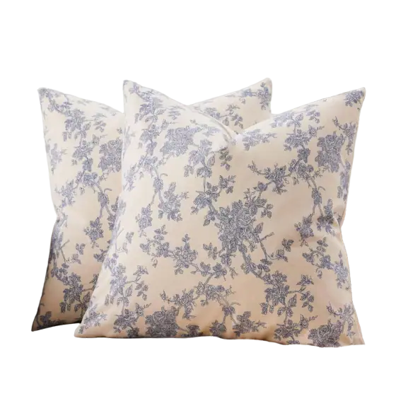 100% Cotton French Pastoral Throw Pillow Covers, Set