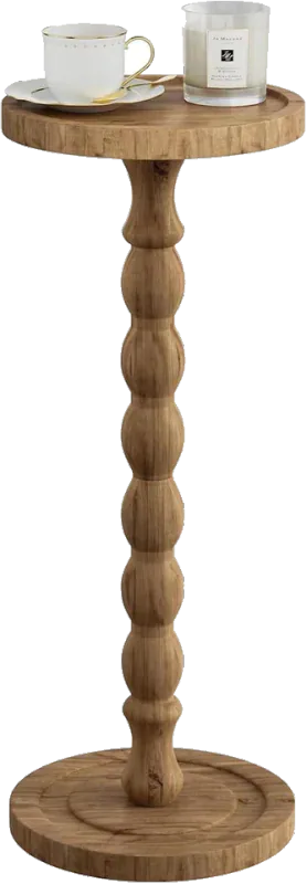 iFaveorr Small Round Side Table, Rubberwood‌ Drink Table for Small Spaces
