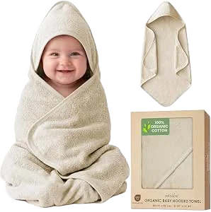 Organic Cotton Plush Woven Hooded Baby Bath Towel