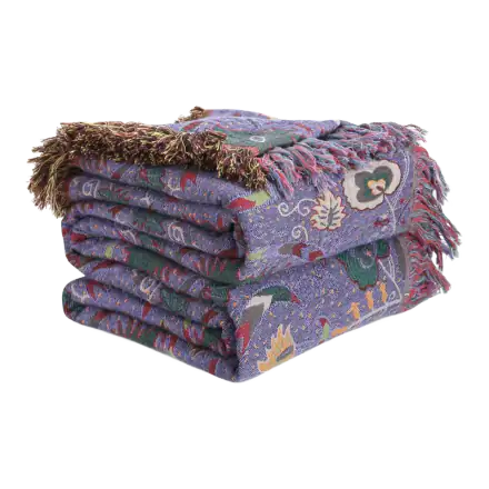 LUTBM Cotton Purple Floral Throw Blanket
