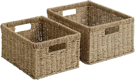 StorageWorks Seagrass Storage Baskets with Handles, 2-Pack