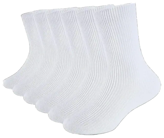 Saracat Cotton Crew Socks — White, 6 Pairs, M–L