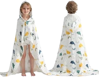 usbettas Cotton Muslin Hooded Towel, Dolphin, 43 × 43 in