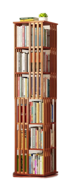 SpaceAid Rotating Solid Bamboo Bookshelf Tower