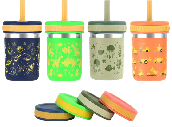 Sursip Stainless Steel Toddler Cup with Silicone Straw
