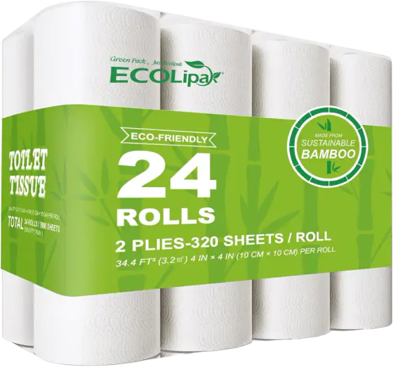 ECOLipak Bamboo Toilet Paper, 2-Ply, Dye-Free