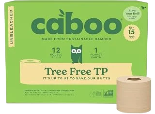 Caboo Tree Free Unbleached Toilet Paper, 12 Double Rolls