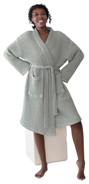 VivaMaison Cotton Waffle Kimono Bathrobe