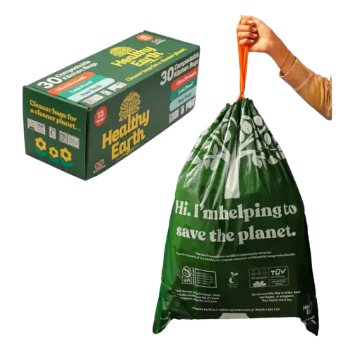 Healthy Earth Compostable Drawstring Kitchen Trash Bags