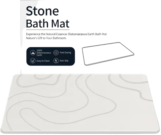 Stone Bath Mat, Diatomaceous Earth, Non-Slip