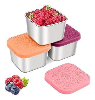 Qukaka Stainless Steel Snack Containers — 200 ml, 3-Pack
