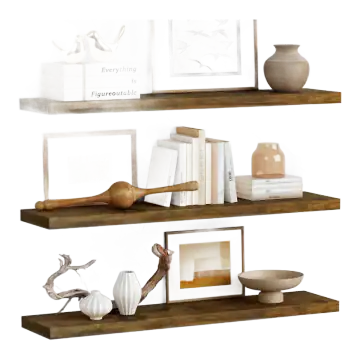 Forbena 36-Inch Floating Shelves — Dark Brown