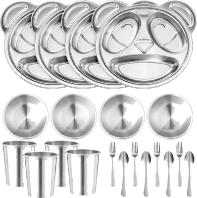 Jinei Panda Stainless Steel Dinnerware, Four Settings, 20 Pieces