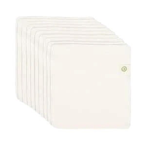 Organic Cotton Mart Reusable Baby Wipes, Unbleached (10-Pack)