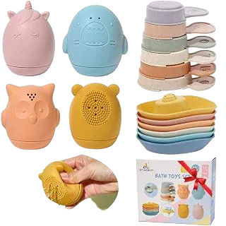 AMCHSURI 16-Piece Silicone Baby Bath Toy Set