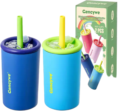 Gencywe Double-Walled Stainless Steel Kids Cup with Silicone Straw