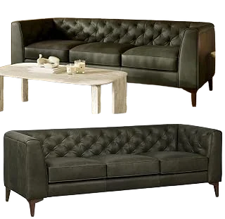 Poly & Bark Essex 89-Inch Full-Grain Leather Sofa — Olivine Green