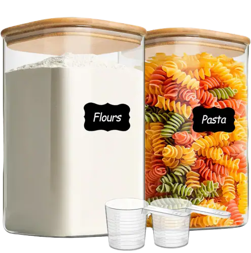 ComSaf Glass Storage Jars with Bamboo Lids
